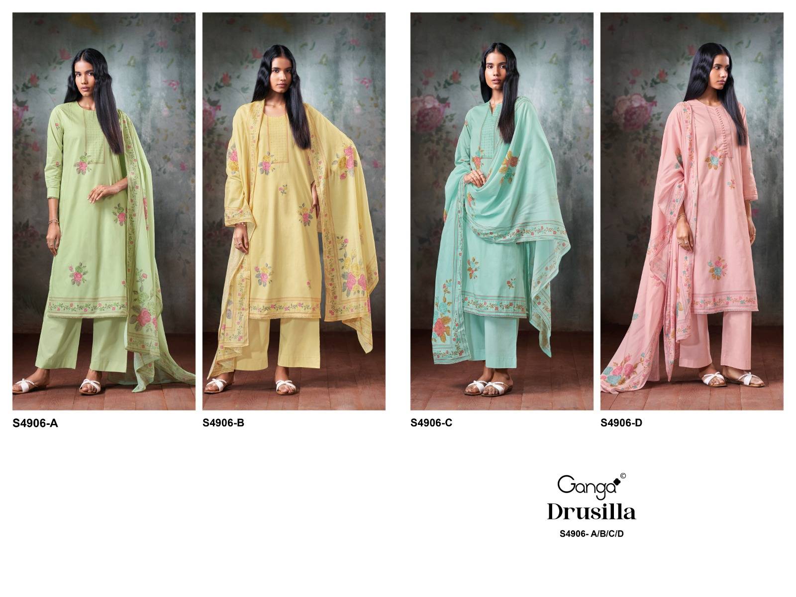 DRUSILLA 4906 By Ganga Fashion Stylish Beautiful Colourful Silk Dresses At Wholesale Price